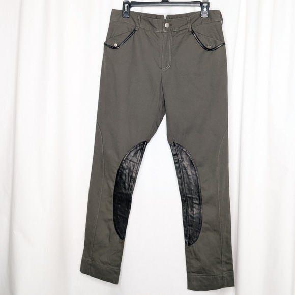 Marissa Webb Pants - Marissa Webb Green Pants with Leather Knee Patch